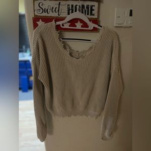 Distressed Cropped Sweater